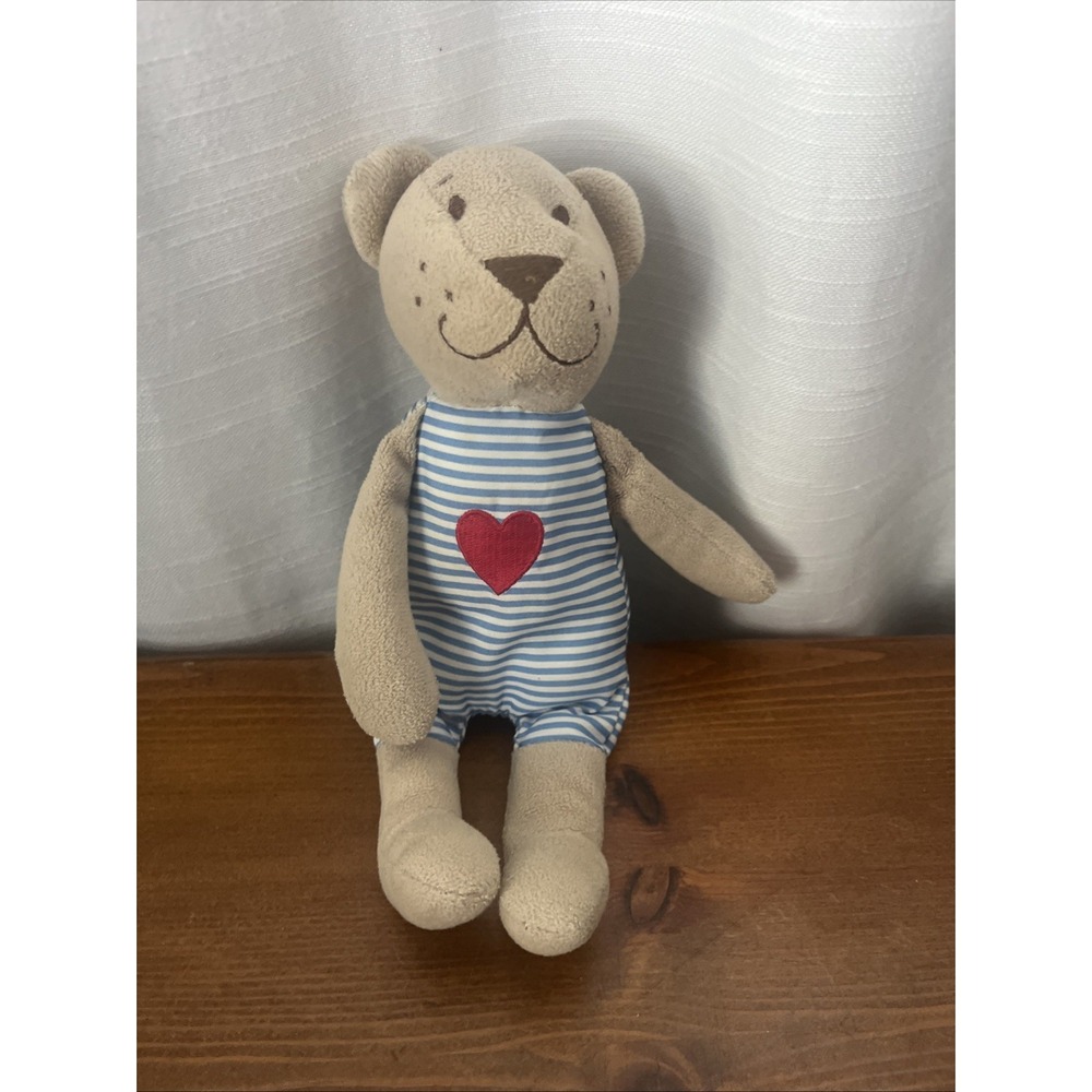 Ikea Fabler Bjorn Teddy Bear Brown Blue White Striped‎ Plush 9" Stuffed Animal